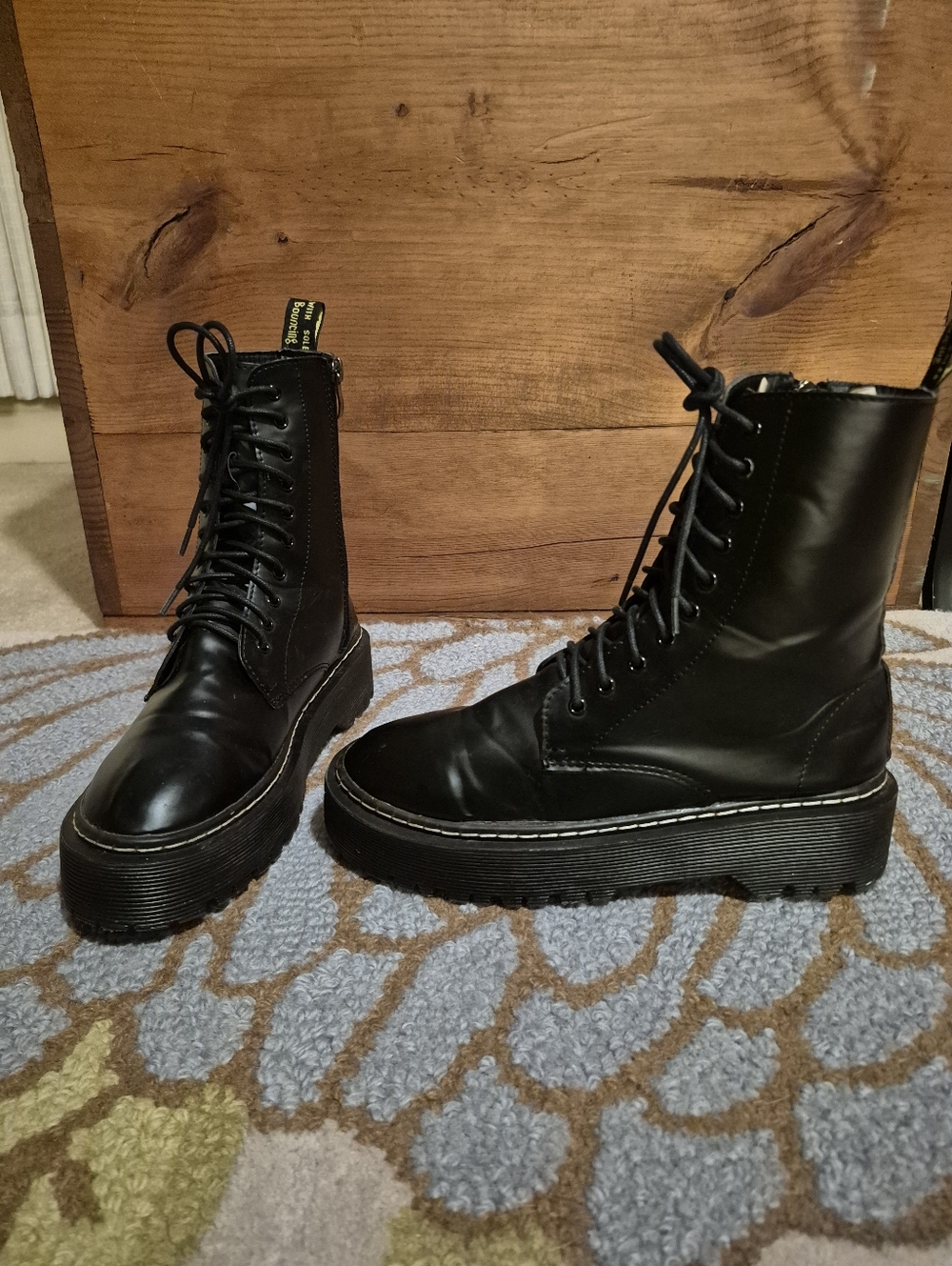 Black Lace-Up Combat Boots